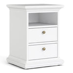 Paris 3 Piece Bundle, Bedside, Chest and 2 Door Wardrobe in White 