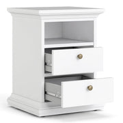 Paris 3 Piece Bundle, Bedside, Chest and 2 Door Wardrobe in White 