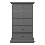 Paris Chest 5 Drawers in Matt Grey 