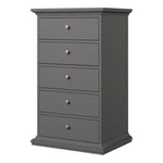 Paris Chest 5 Drawers in Matt Grey 