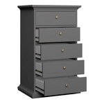 Paris Chest 5 Drawers in Matt Grey 