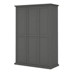 Paris Wardrobe with 3 Doors in Matt Grey 