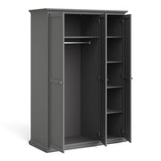 Paris Wardrobe with 3 Doors in Matt Grey 
