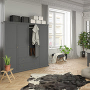 Paris Wardrobe with 4 Doors and 2 Drawers in Matt Grey 