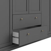 Paris Wardrobe with 4 Doors and 2 Drawers in Matt Grey 
