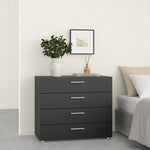 Pepe 3 Piece Bundle, Bedside, Chest and 2 Door Wardrobe in Black 