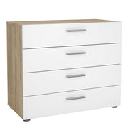 Pepe 3 Piece Bundle, Bedside, Chest and 2 Door Wardrobe in Oak and White High Gloss 