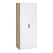 Pepe 3 Piece Bundle, Bedside, Chest and 2 Door Wardrobe in Oak and White High Gloss 