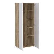 Pepe 3 Piece Bundle, Bedside, Chest and 2 Door Wardrobe in Oak and White High Gloss 