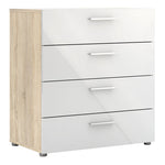 Pepe Chest of 4 Drawers in Oak with White High Gloss 