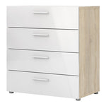 Pepe Chest of 4 Drawers in Oak with White High Gloss 