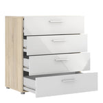 Pepe Chest of 4 Drawers in Oak with White High Gloss 