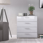 Pepe Chest of 4 Drawers in Oak with White High Gloss 