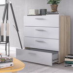 Pepe Chest of 4 Drawers in Oak with White High Gloss 
