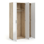 Pepe Wardrobe with 3 Doors in Oak with White High Gloss 