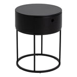 Polo Round Bedside Table in Black 