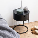 Polo Round Bedside Table in Black 