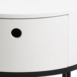 Polo Round Bedside Table in White and Black 