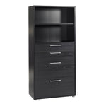 Prima Bookcase 1 Shelf With 2 Drawers + 2 File Drawers In Black Woodgrain 