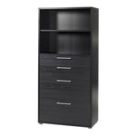 Prima Bookcase 1 Shelf With 2 Drawers + 2 File Drawers In Black Woodgrain 