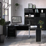 Prima Bookcase 1 Shelf With 2 Drawers + 2 File Drawers In Black Woodgrain 