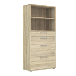 Prima Bookcase 1 Shelf With 2 Drawers + 2 File Drawers In Oak 