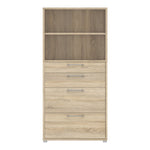 Prima Bookcase 1 Shelf With 2 Drawers + 2 File Drawers In Oak 