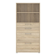 Prima Bookcase 1 Shelf With 2 Drawers + 2 File Drawers In Oak 