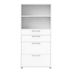Prima Bookcase 1 Shelf With 2 Drawers + 2 File Drawers In White 