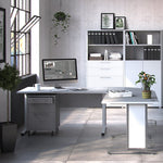 Prima Bookcase 1 Shelf With 2 Drawers + 2 File Drawers In White 