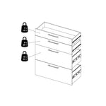 Prima Bookcase 1 Shelf With 2 Drawers + 2 File Drawers In White 