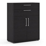 Prima Bookcase 1 Shelf With 2 Drawers And 2 Doors In Black Woodgrain 