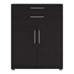 Prima Bookcase 1 Shelf With 2 Drawers And 2 Doors In Black Woodgrain 