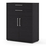Prima Bookcase 1 Shelf With 2 Drawers And 2 Doors In Black Woodgrain 
