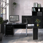 Prima Bookcase 1 Shelf With 2 Drawers And 2 Doors In Black Woodgrain 