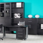 Prima Bookcase 1 Shelf With 2 Drawers And 2 Doors In Black Woodgrain 