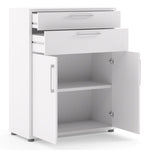 Prima Bookcase 1 Shelf With 2 Drawers And 2 Doors In White 
