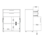 Prima Bookcase 1 Shelf with 2 Drawers and 2 Doors in Oak 