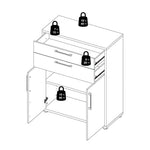 Prima Bookcase 1 Shelf with 2 Drawers and 2 Doors in Oak 