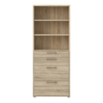 Prima Bookcase 2 Shelves With 2 Drawers + 2 File Drawers In Oak 