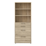 Prima Bookcase 2 Shelves With 2 Drawers + 2 File Drawers In Oak 