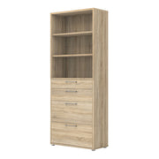 Prima Bookcase 2 Shelves With 2 Drawers + 2 File Drawers In Oak 