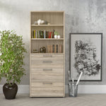 Prima Bookcase 2 Shelves With 2 Drawers + 2 File Drawers In Oak 