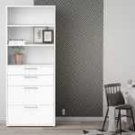 Prima Bookcase 2 Shelves With 2 Drawers + 2 File Drawers In White 