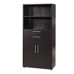 Prima Bookcase 3 Shelves With 2 Drawers And 2 Doors In Black Woodgrain 