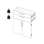 Prima Bookcase 3 Shelves With 2 Drawers And 2 Doors In Black Woodgrain 
