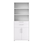 Prima Bookcase 3 Shelves With 2 Drawers And 2 Doors In White 