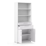 Prima Bookcase 3 Shelves With 2 Drawers And 2 Doors In White 