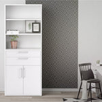 Prima Bookcase 3 Shelves With 2 Drawers And 2 Doors In White 