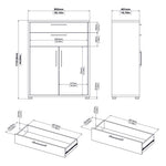 Prima Bookcase 3 Shelves With 2 Drawers And 2 Doors In White 